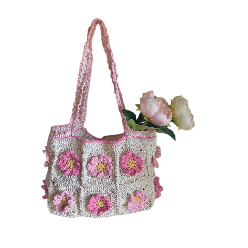 Lemura Crochet Beige Flower Shoulder Bag