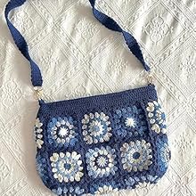 Lemura  Handmade Crochet Blue Sling Bag