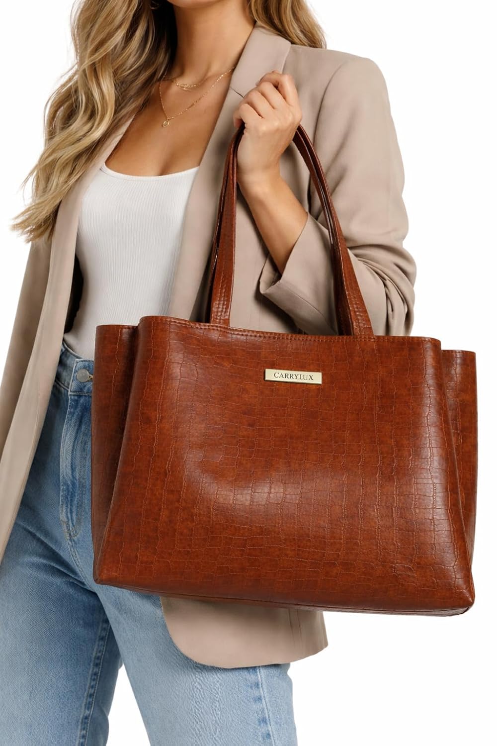 Lemura Croco Pattern Large Capacity Tote Bag