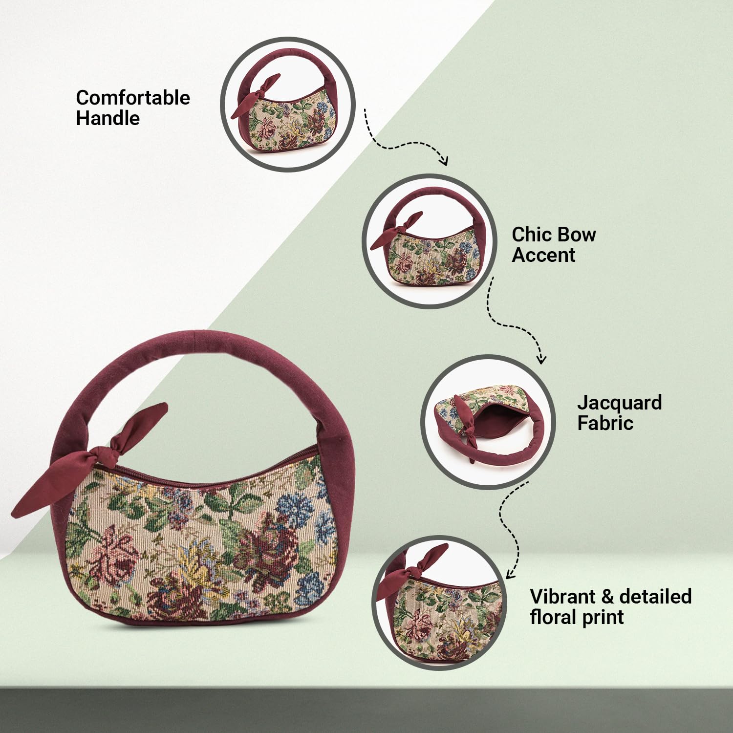 Boho Girl Indigo Blossom Tote Bag – Navy Blue Floral Handbag for Women with Embroidered Flowers, Padded Handle & Ribbon Detail – Chic Shoulder Bag for Travel, Brunch