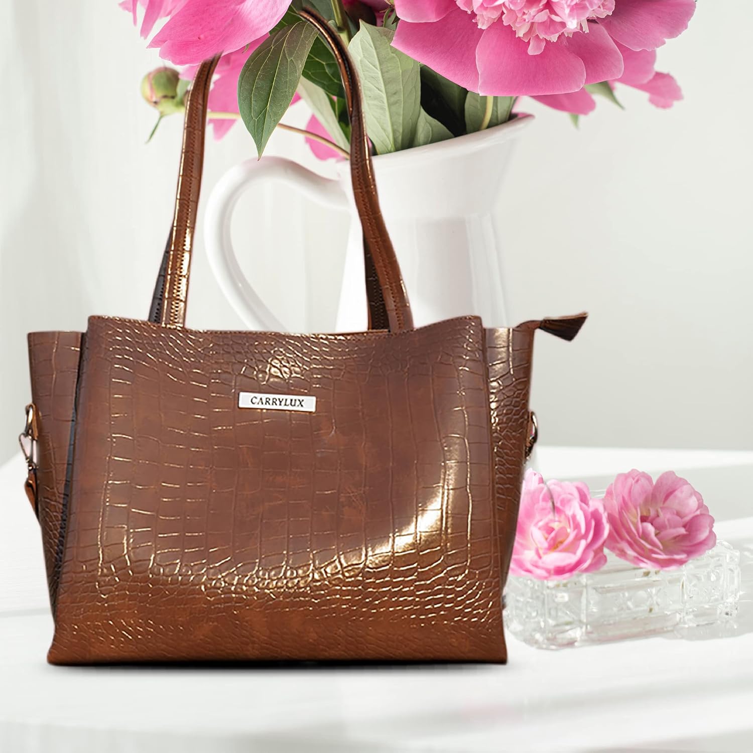 Lemura Croco Pattern Large Capacity Tote Bag
