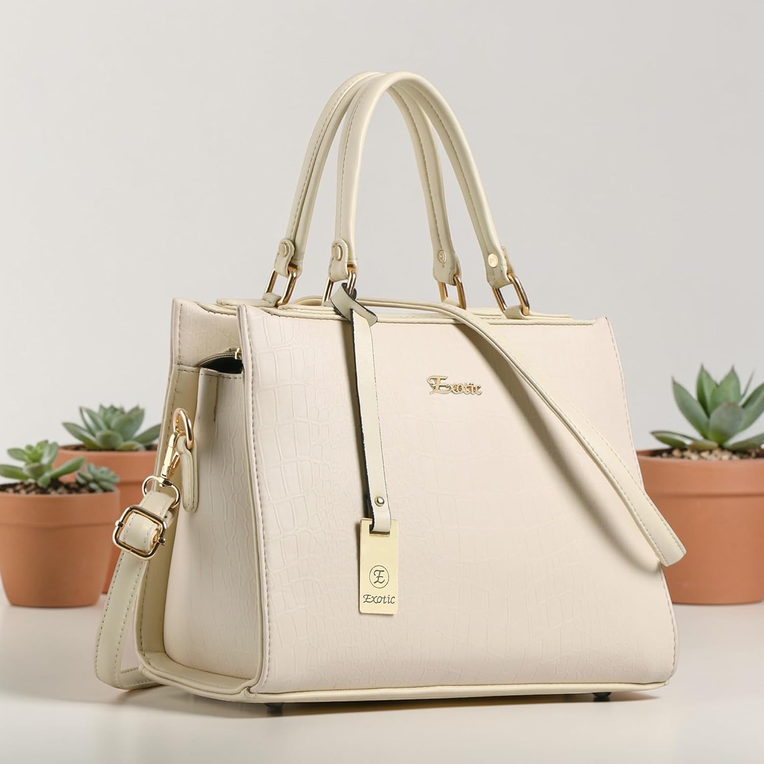 beige leather handbag for women